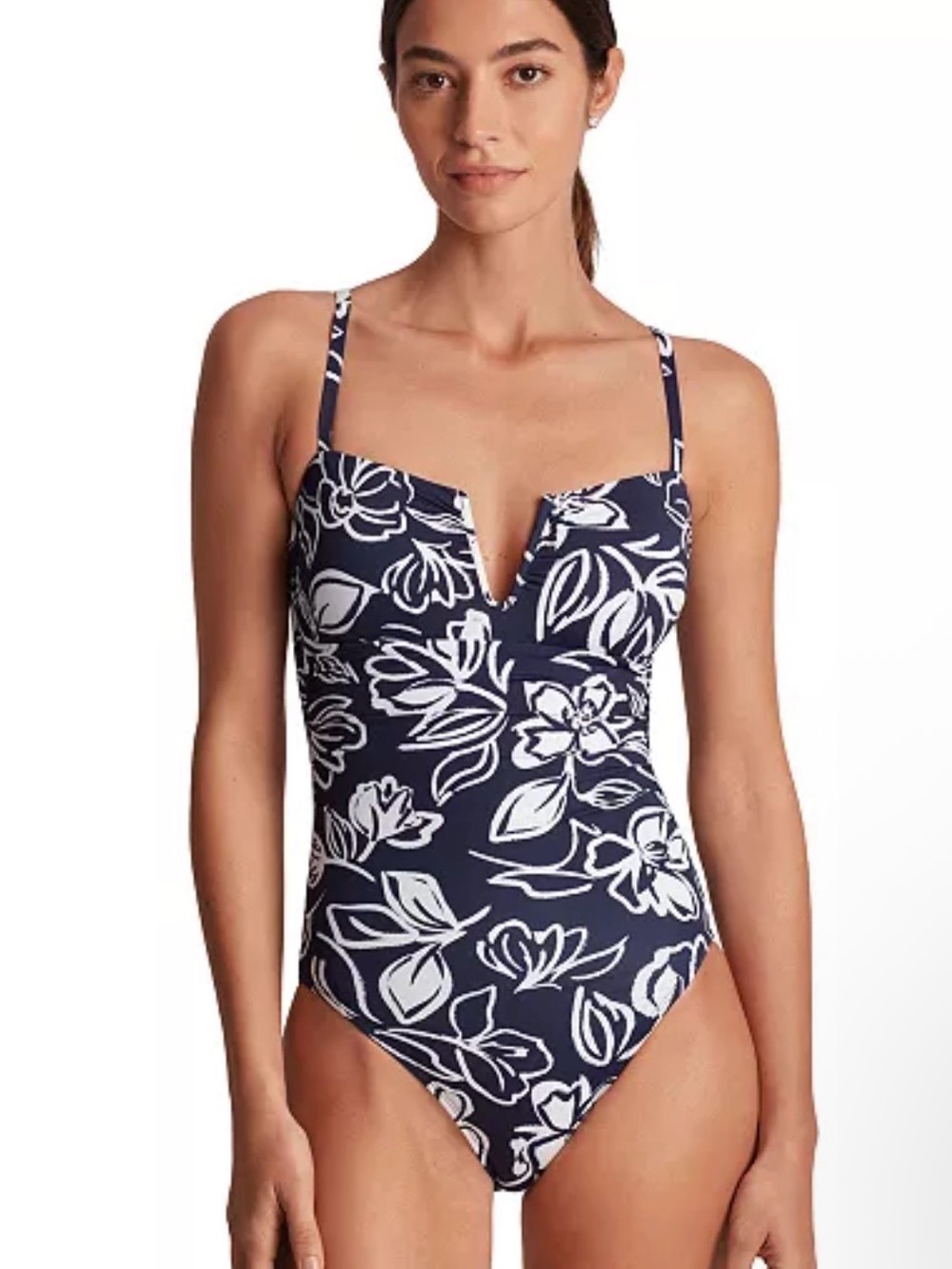 Lauren Ralph Lauren Floral Print U-Wire One Piece Swimsuit Size 6